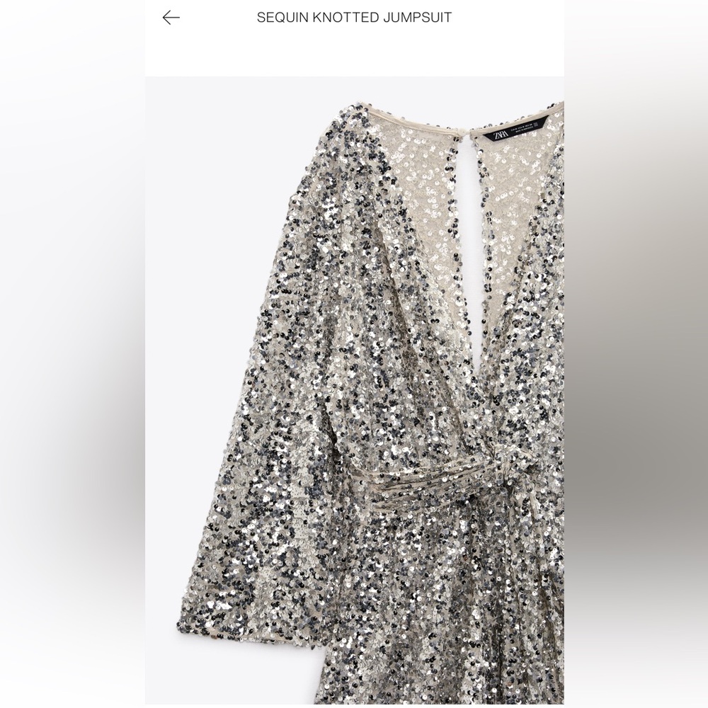 Zara Silver Sequin knotted Jumpsuit Romper - Picture 8 of 8